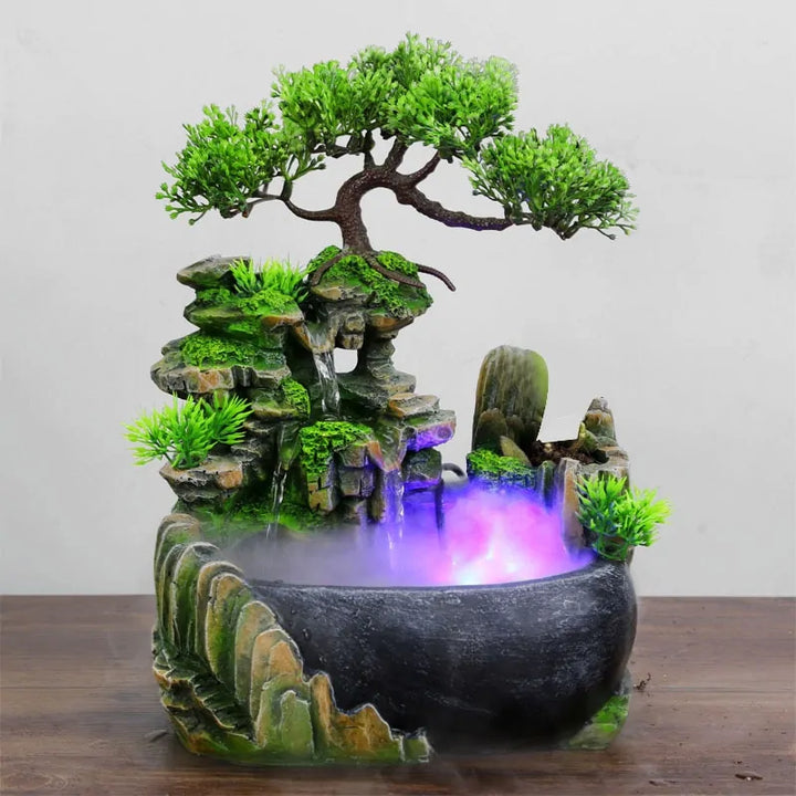 Wealth Feng Shui Desktop Waterfall Fountain with LED Lights