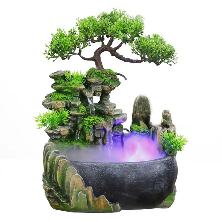 Wealth Feng Shui Desktop Waterfall Fountain with LED Lights